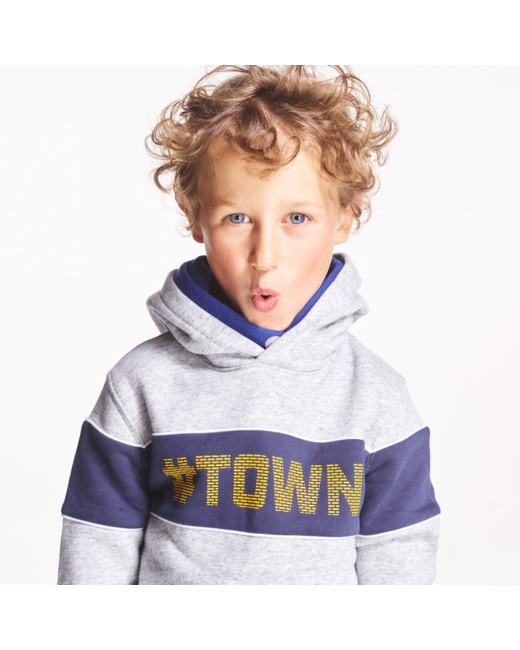 Sweat-shirt à capuche gris garçon