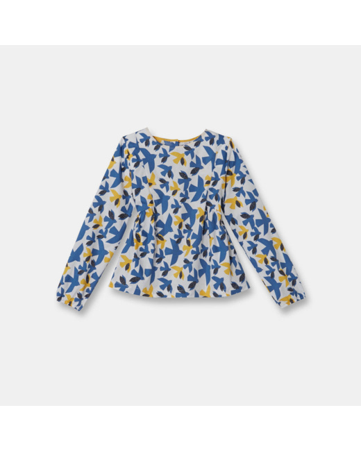 Blouse imprimée bleue fille