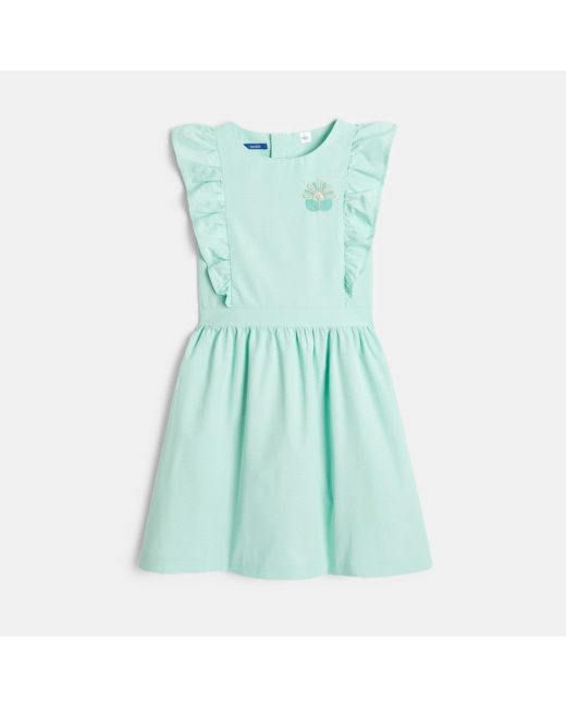 Robe chic et brodée verte fille