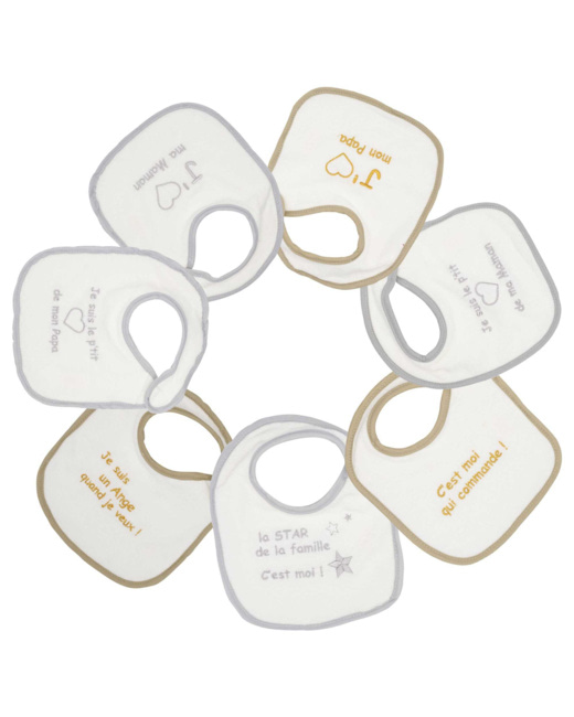 Lot de 7 bavoirs naissance