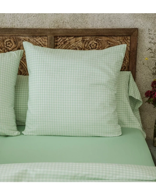 Taie d'oreiller percale de coton bio Vichy