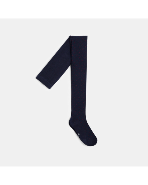 Collants chauds à petits pois bleus fille