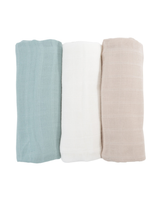 Lot de 3 langes bébé coton bio