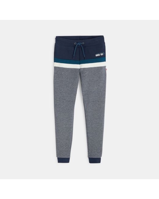 Pantalon de jogging tricolore turquoise garçon