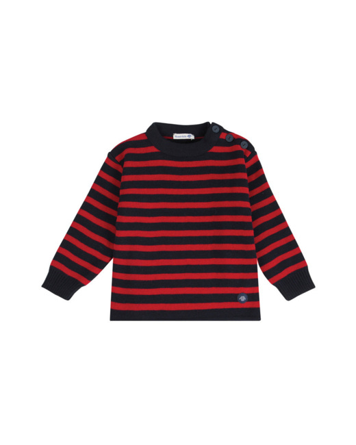 Pull marin rayé "Fouesnant" Kids - Navire/Braise
