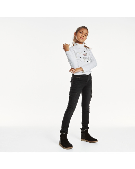 Pantalon skinny en toile stretch gris fille