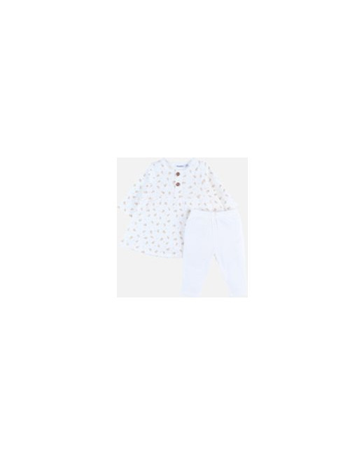 Set robe imprimé végétal + legging en jersey côtelé