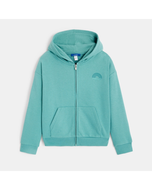 Sweat-shirt à capuche uni vert fille