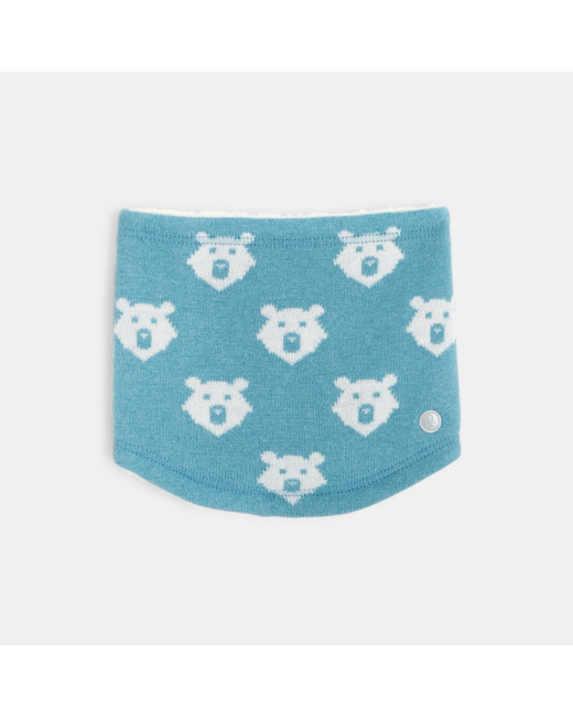 Snood en tricot motif renard bleu garçon
