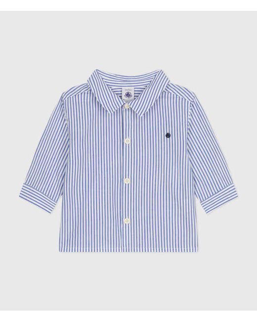 Chemise manches longues en popeline rayée bébé Gauloise Marshmallow