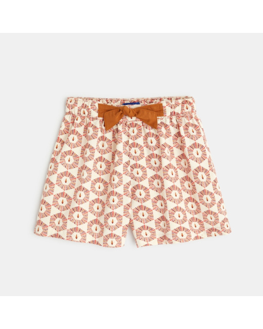Short en toile imprimée rouge fille