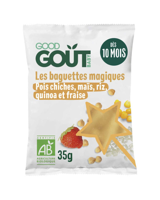 Baguettes magiques quinoa, maïs, pois chiche et fraise