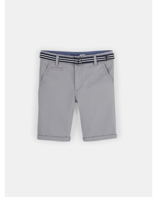 Bermuda slim en toile gris garçon