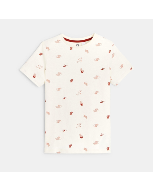 T-shirt imprimé de petits motifs blanc garçon