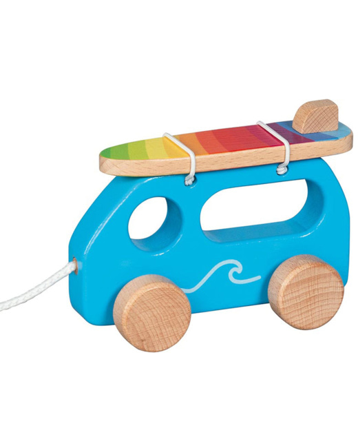 Petit van de surfeur à tirer en bois