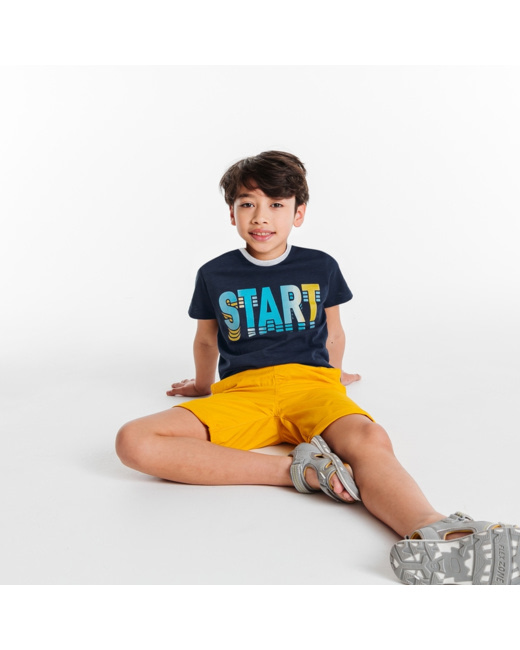 T-shirt jersey flammé message Jump bleu garçon