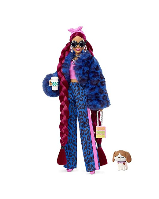 Barbie Extra - Poupée et accessoires - Pantalon et veste en fausse fourrure