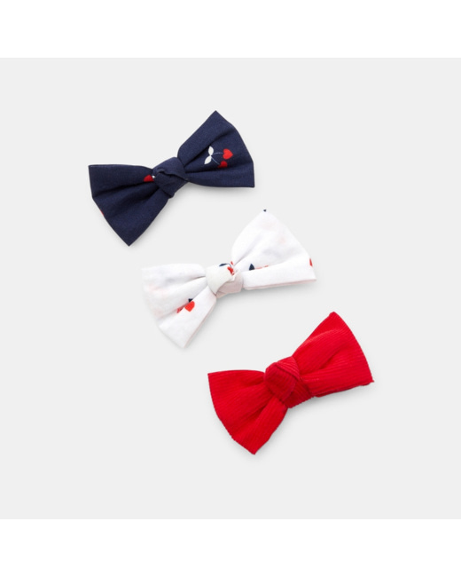 Barrettes nœuds papillon imprimés (lot de 3) rouge fille