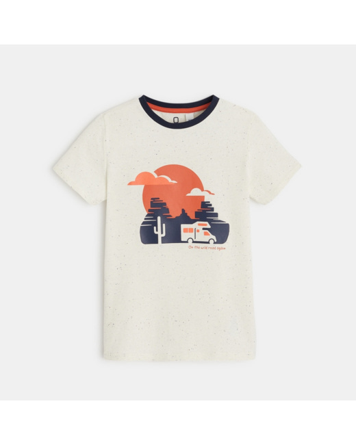T-shirt "On the wild road again" blanc garçon