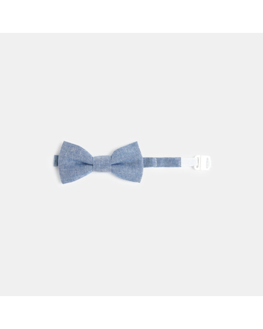Nœud papillon effet chambray bleu garçon