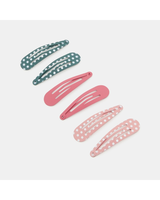 Barrettes clic-clac en métal fantaisie (lot de 6) vert fille