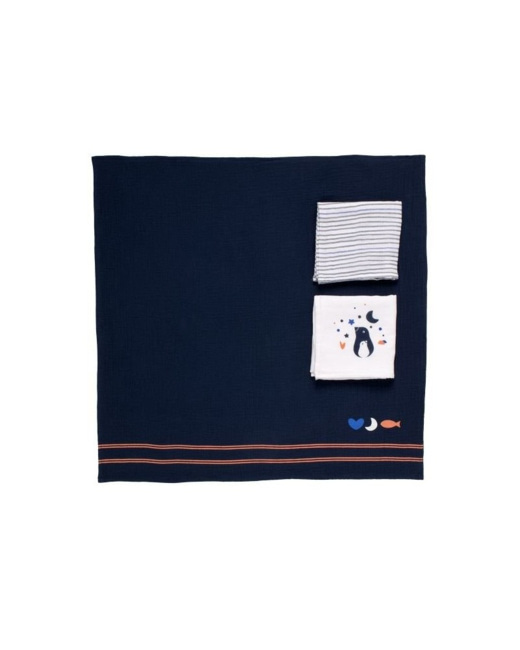 Boite de 3 langes coton bio Baby Sailor