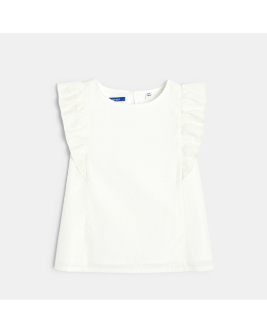 Blouse à manches pailletées blanche fille