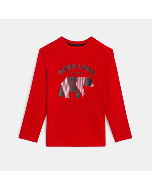 T-shirt manches longues motif ours rouge garçon