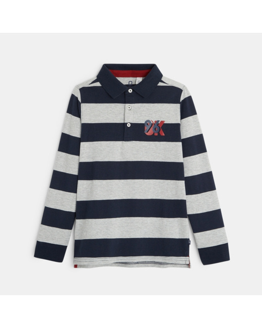Polo rayé à manches longues OK96 bleu garçon