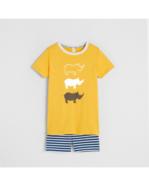 Pyjama short 2 pièces Rhinocéros jaune garçon