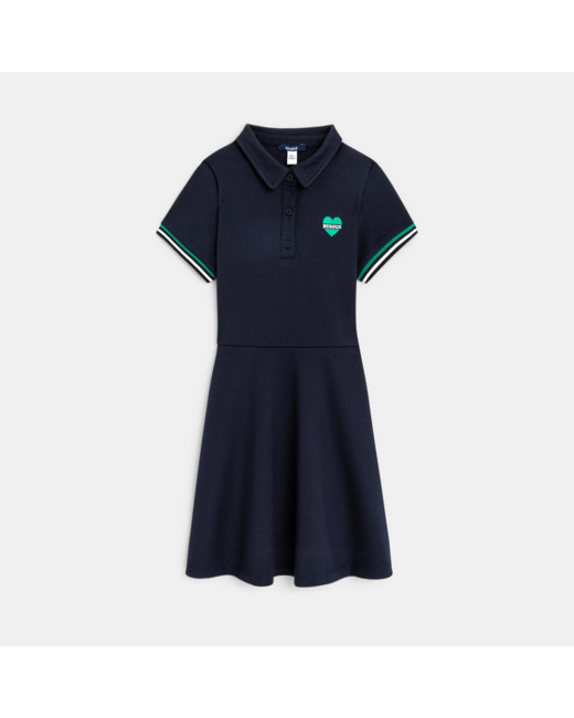 Robe polo manches courtes bleue fille