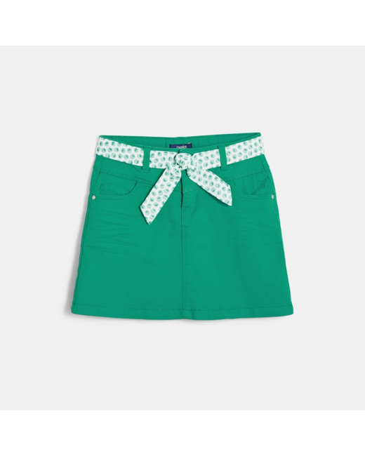 Mini-jupe ceinturée verte fille