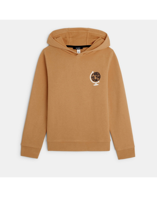 Sweat-shirt à capuche marron garçon