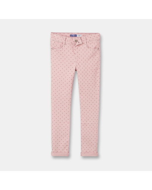 Pantalon skinny stretch imprimé rose fille