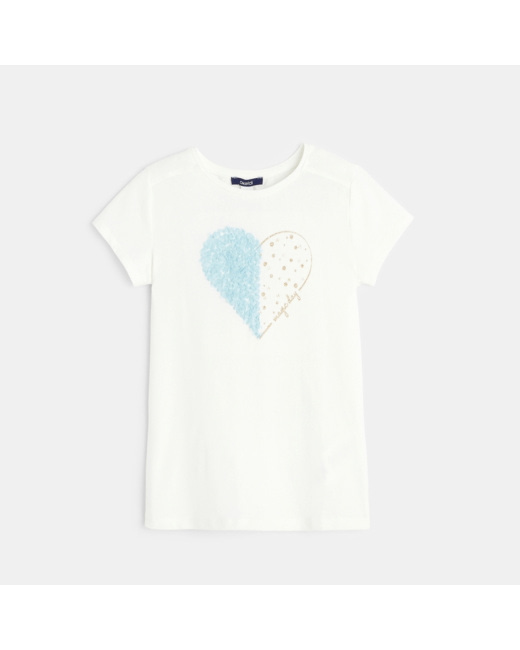 T-shirt motif coeur fantaisie blanc fille