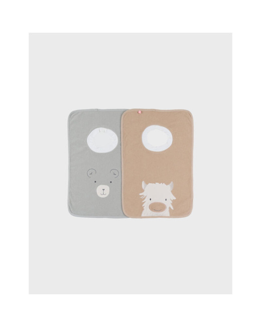 Lot de 2 bavoirs éponge Funny Fluffy, Orso et Lily