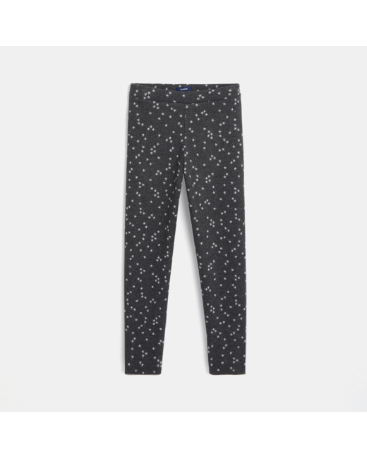 Legging chaud imprimé étoiles gris fille