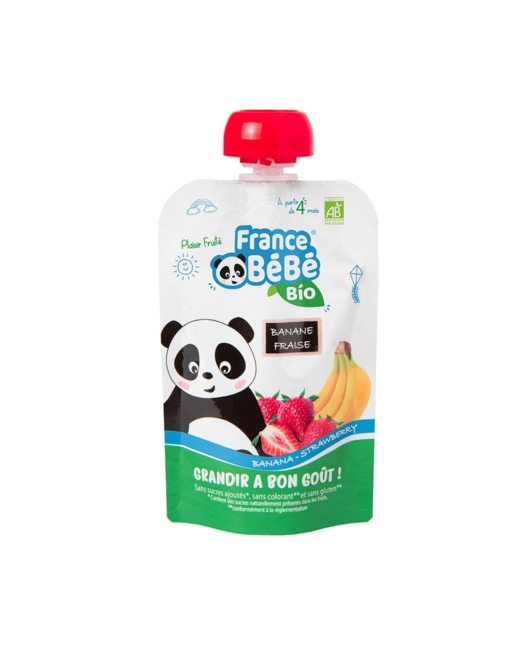Gourde de purée de fruits Banane Fraise - 100g - A partir de 4 mois