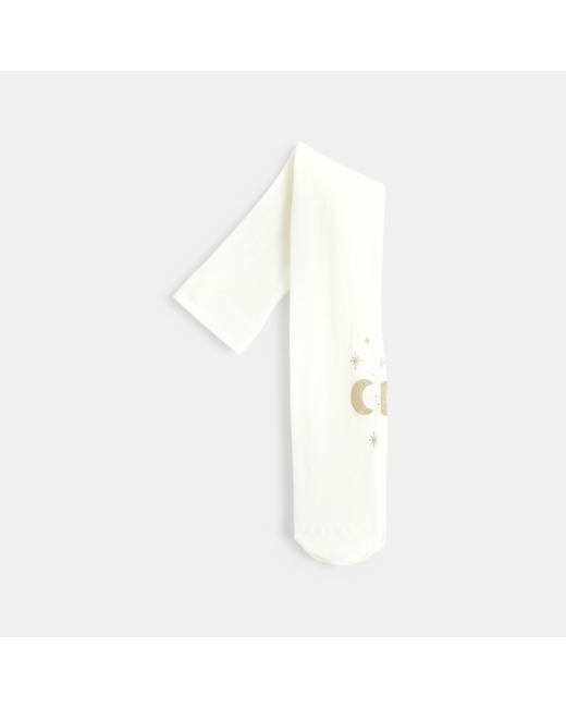 Collants nylon à petits motifs pailletés blancs fille