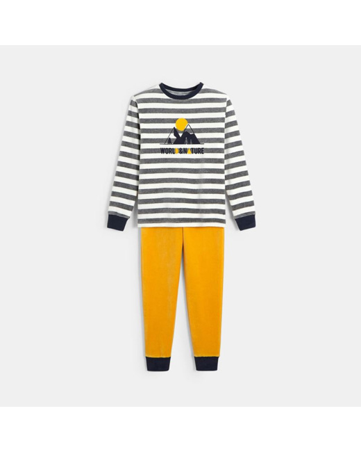 Pyjama en velours éponge gris garçon