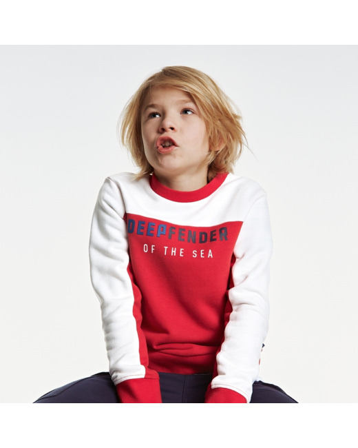 Sweat bicolore à message rouge garçon