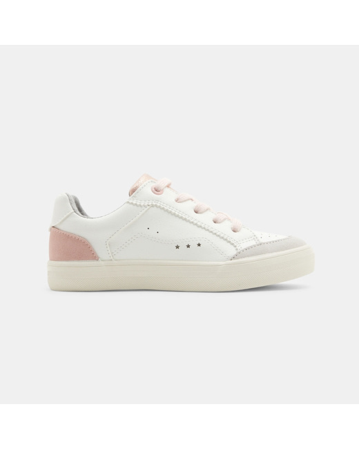 Tennis mix matières languette irisée blanches fille