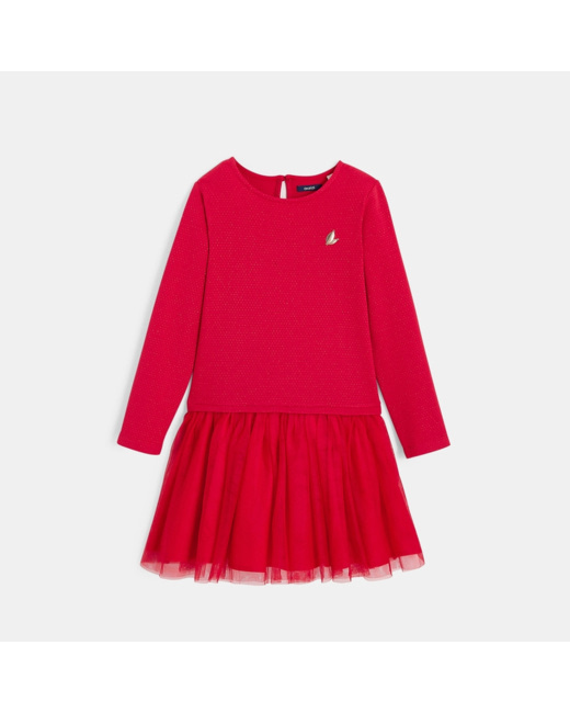 Robe bimatière irisée de fête rouge fille