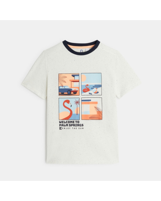 T-shirt col rond à motif blanc garçon