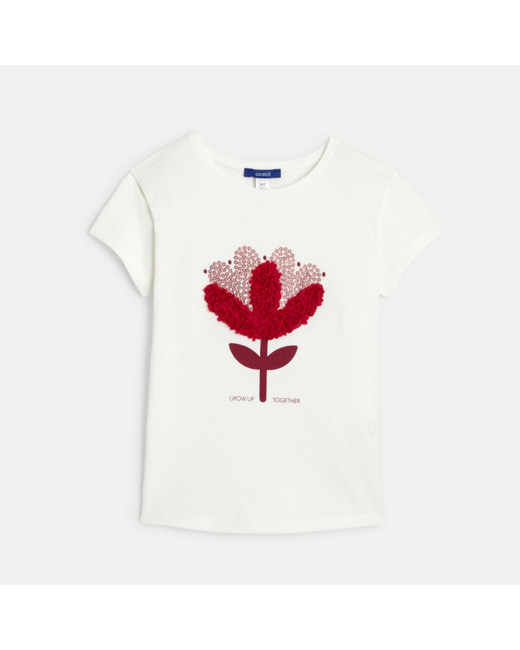 T-shirt à motif en relief rose fille
