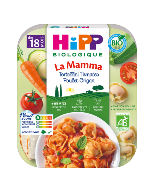 Tortellini Tomates Poulet Origan Bio