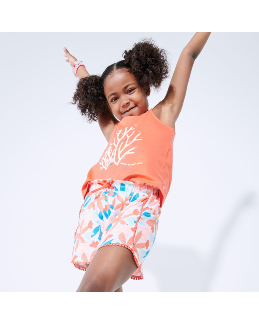 Short imprimé en jersey de coton orange fille