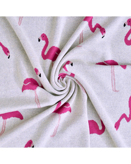 Couverture en coton bio, FLAMANT ROSE