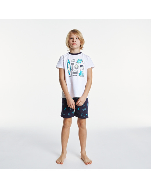 Pyjama short vacances blanc garçon