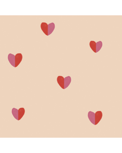 Papier peint enfants coeurs dessiné deux couleurs